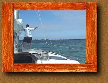 Don pointing the way into Walker's Cay